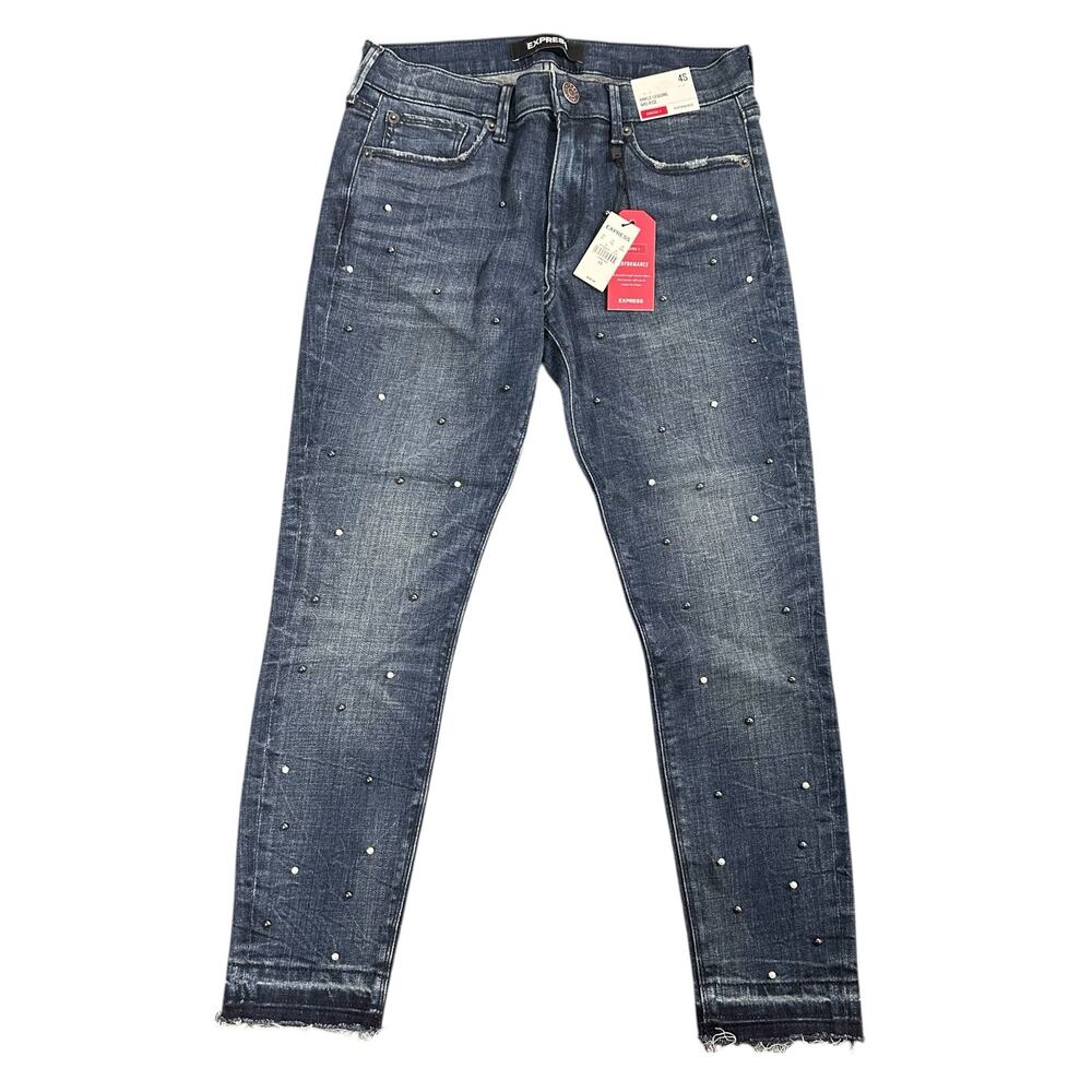 Express Women's Ankle Legging Mid Ride Performance Stretch Embellished Jeans 4S